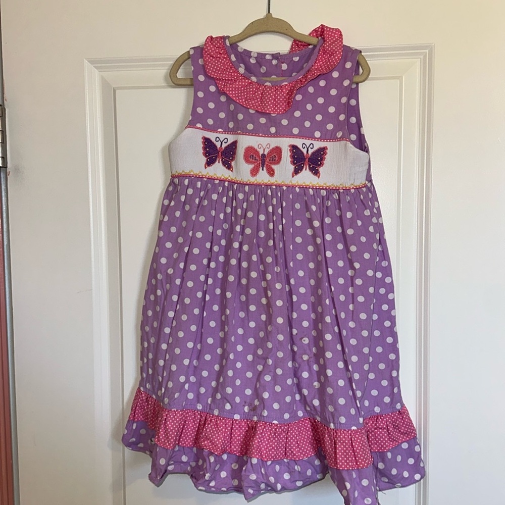Purple polka dot butterfly dress